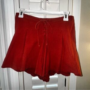 Lush High-Waisted Burnt Orange Linen Shorts